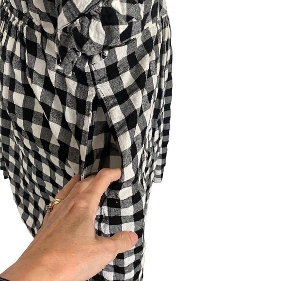 Anthropologie PORRIDGE Women Checker Dress Size M W/B Short Sleeve Gingham 2-20 - Picture 7 of 14